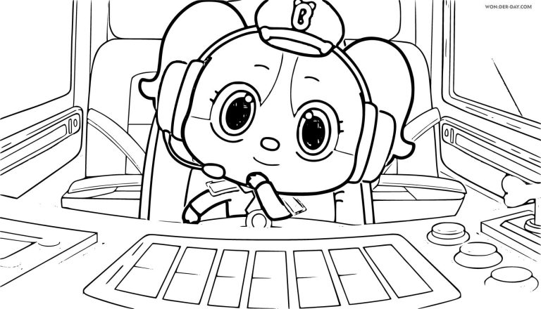 A young child carefully gripping a green crayon to color a character image
