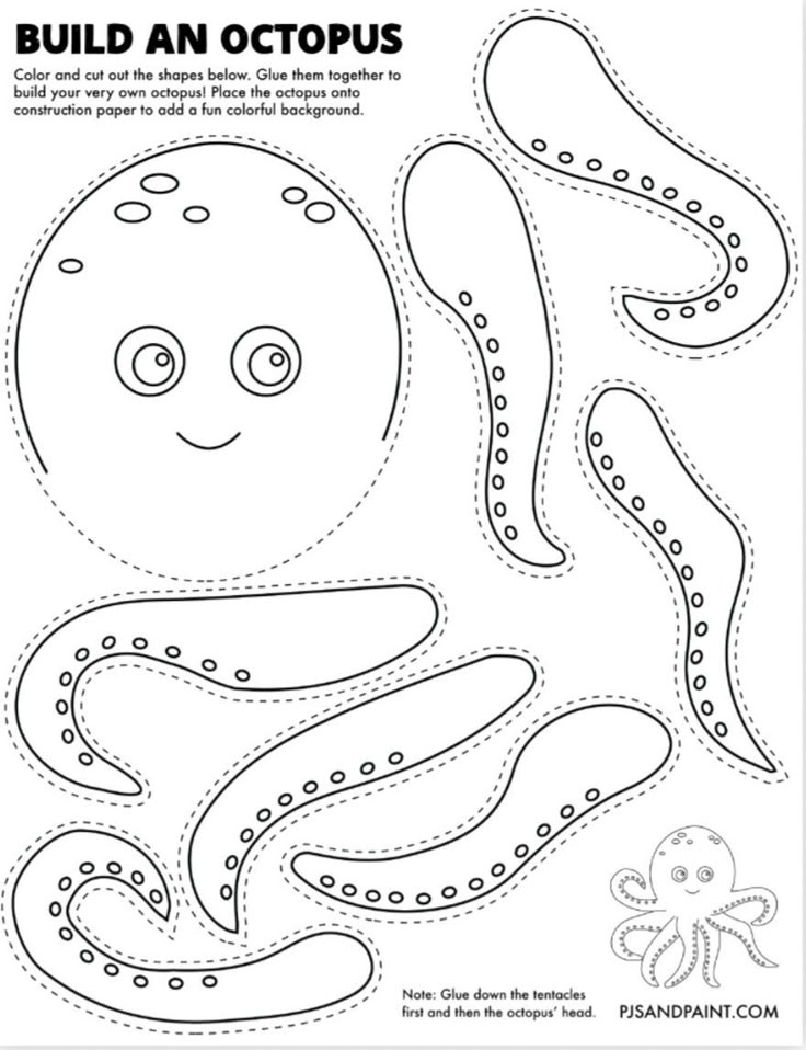 A toddler using crayons to color a simple octopus shape