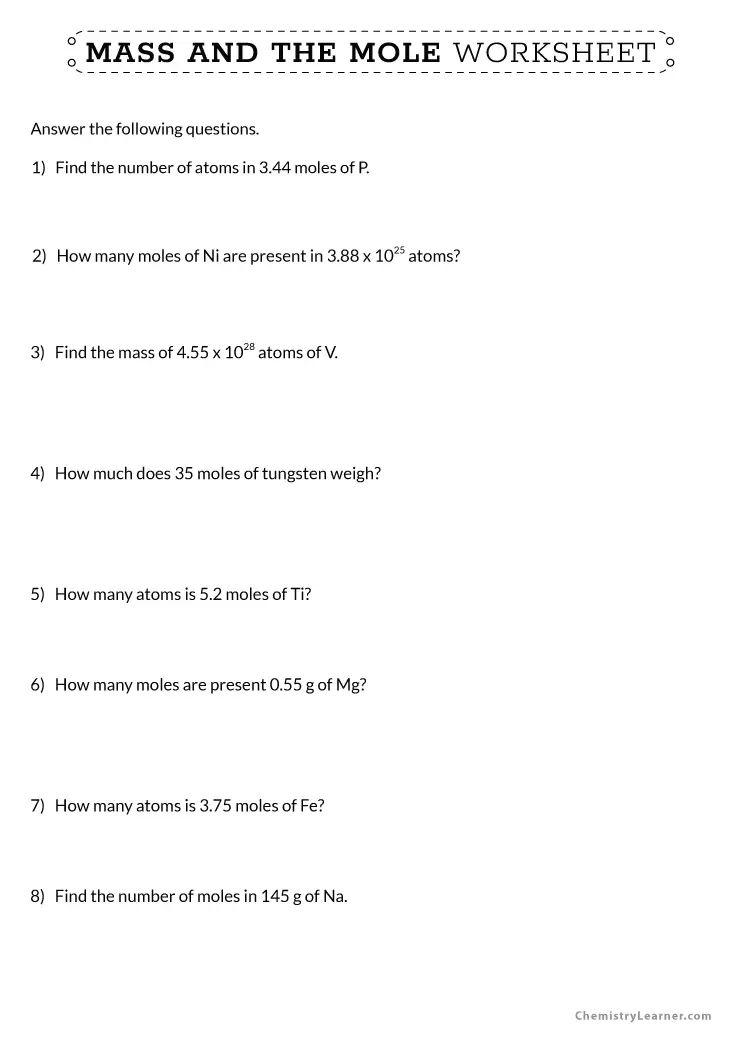 A student using a pencil to calculate molar mass on a printed worksheet
