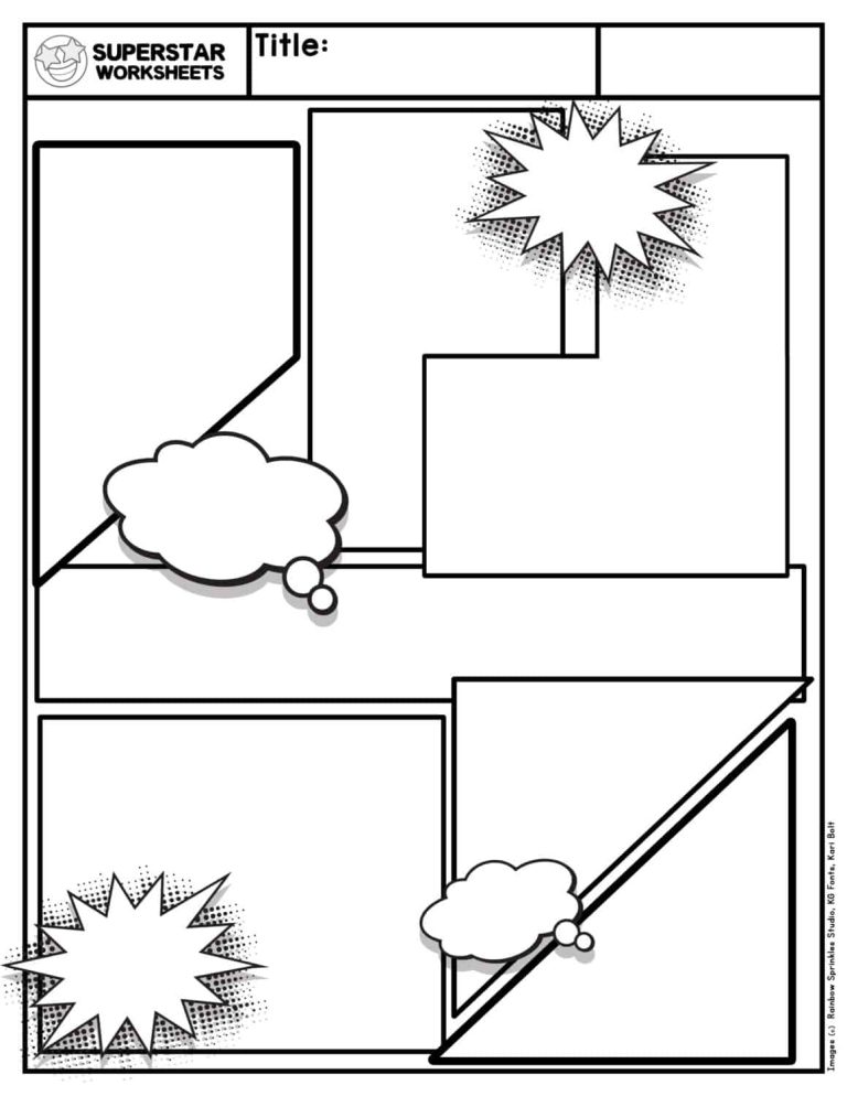 A young student diligently sketching scenes on a paper comic template.