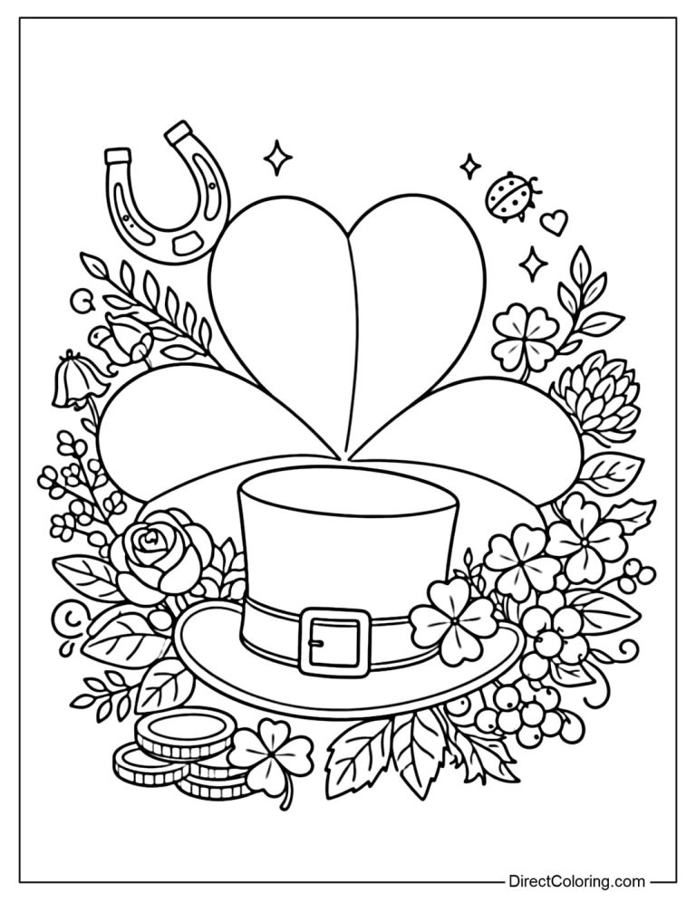 A young child coloring a detailed shamrock sheet with green crayons