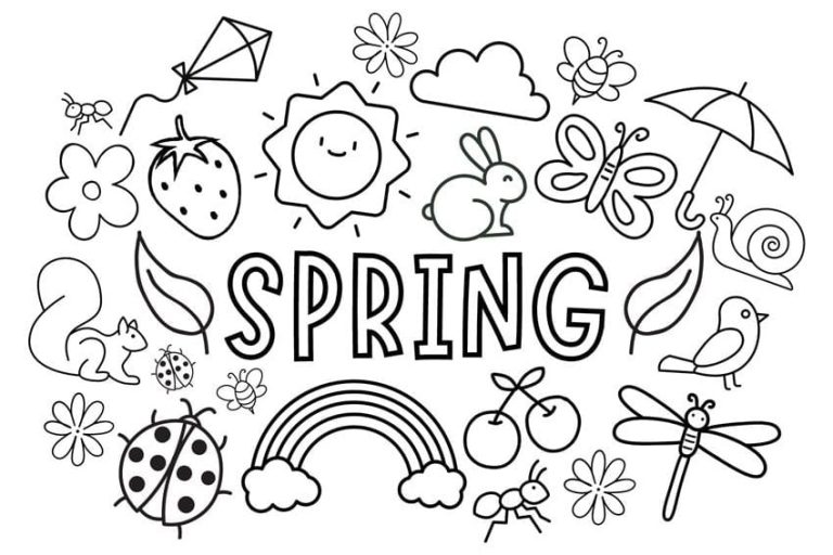 A child focusing on coloring a large illustration of spring flowers