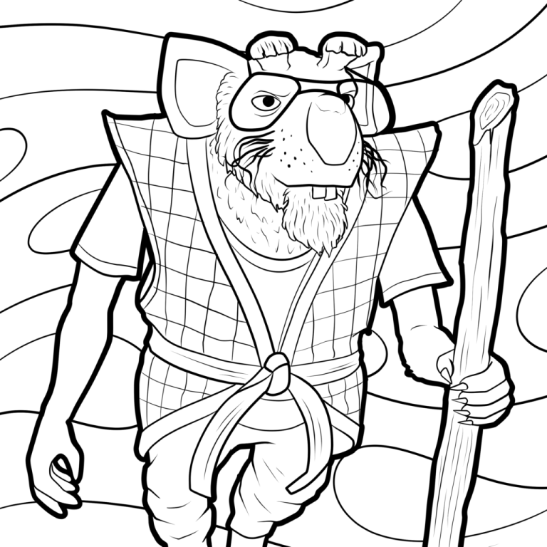 A young child coloring a detailed picture of a turtle hero