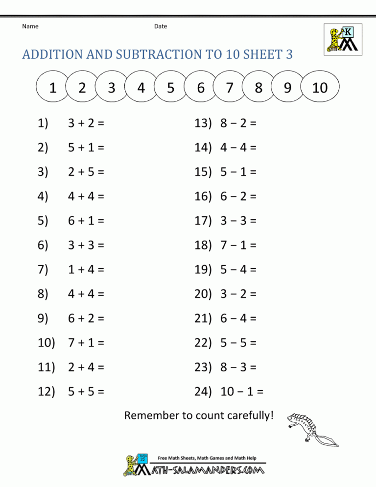 Close up of a childs hand carefully writing numbers on a printed math worksheet