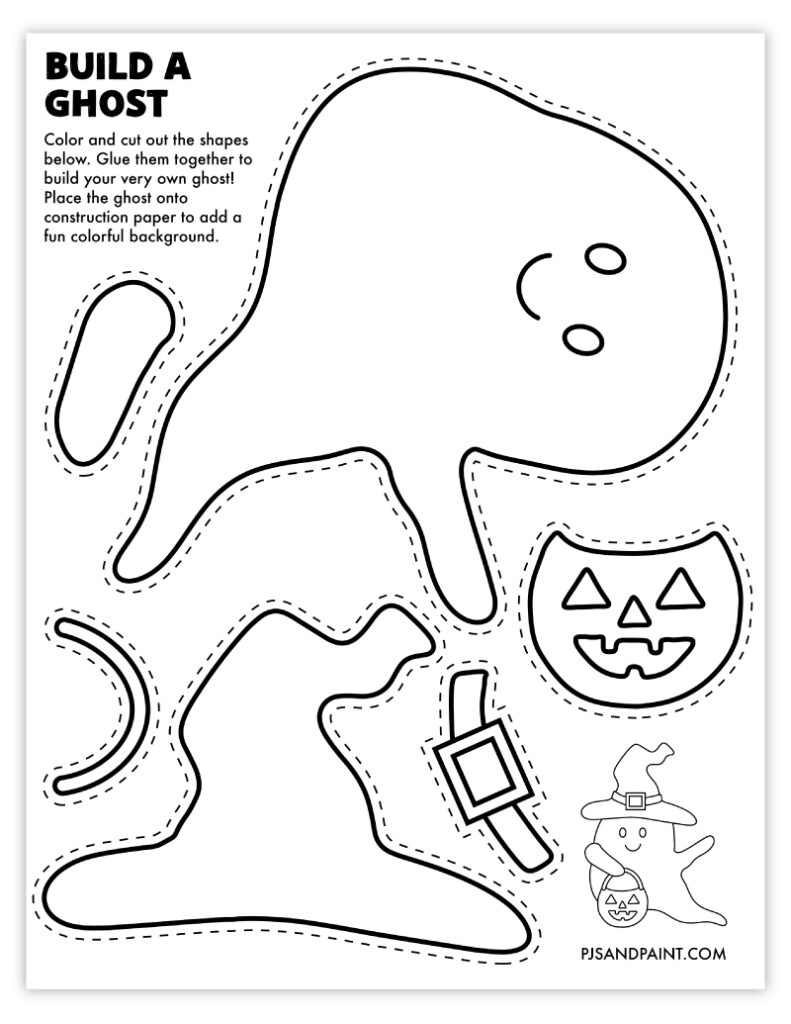 Close up of a child using a pencil on a Halloween worksheet