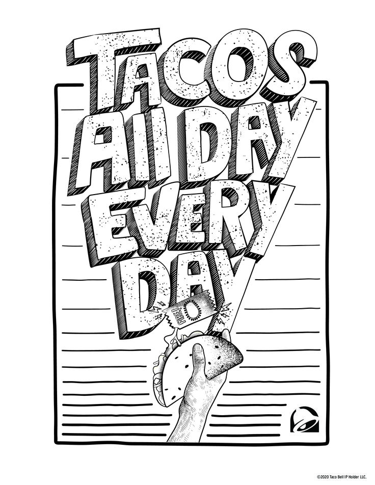 A close up view of a child hand holding a bright yellow crayon carefully coloring a taco shape
