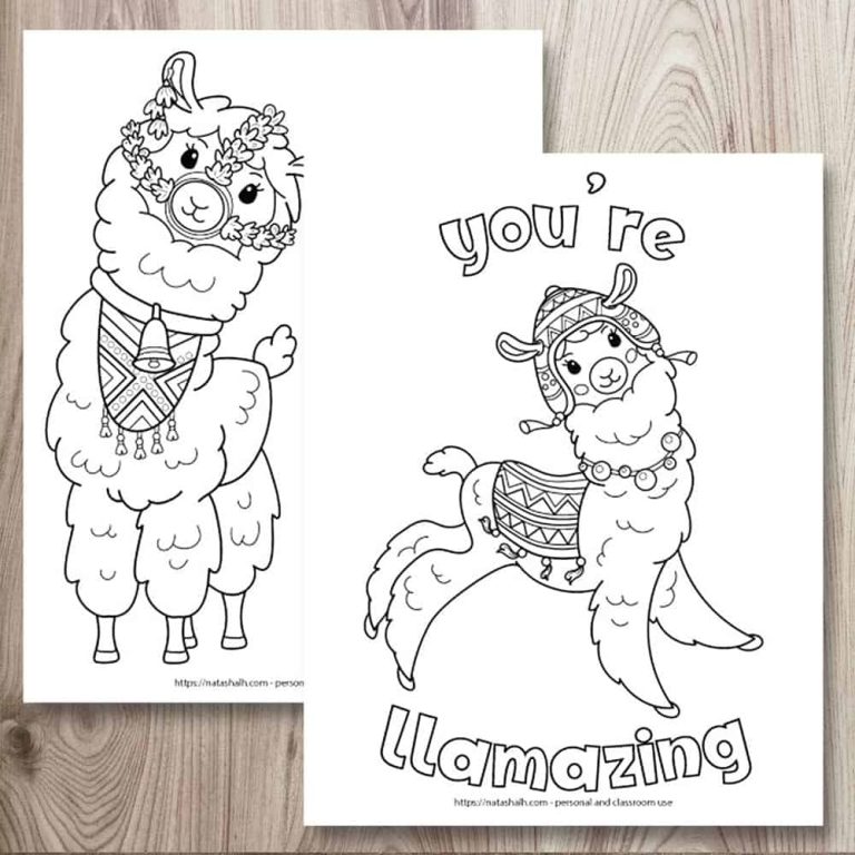 A child coloring a Valentine llama worksheet with letter tracing components