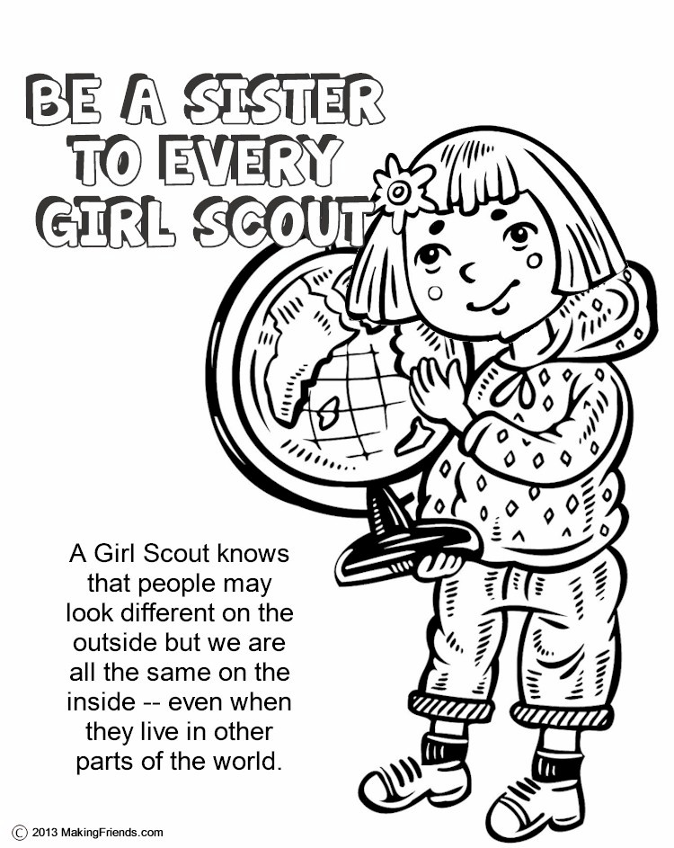 Art supplies and a stack of printed scouting activity sheets.