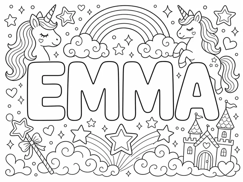 Toddler enjoying scribbling with bright colors on a large name template