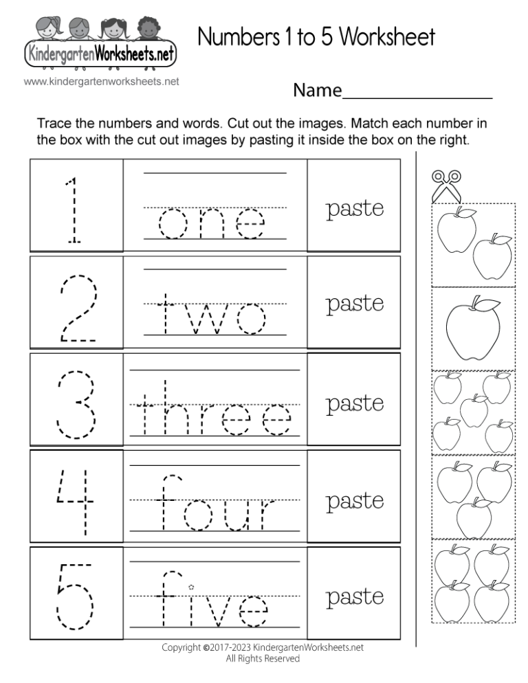 A young child holding a pencil correctly while tracing numbers on a printed sheet