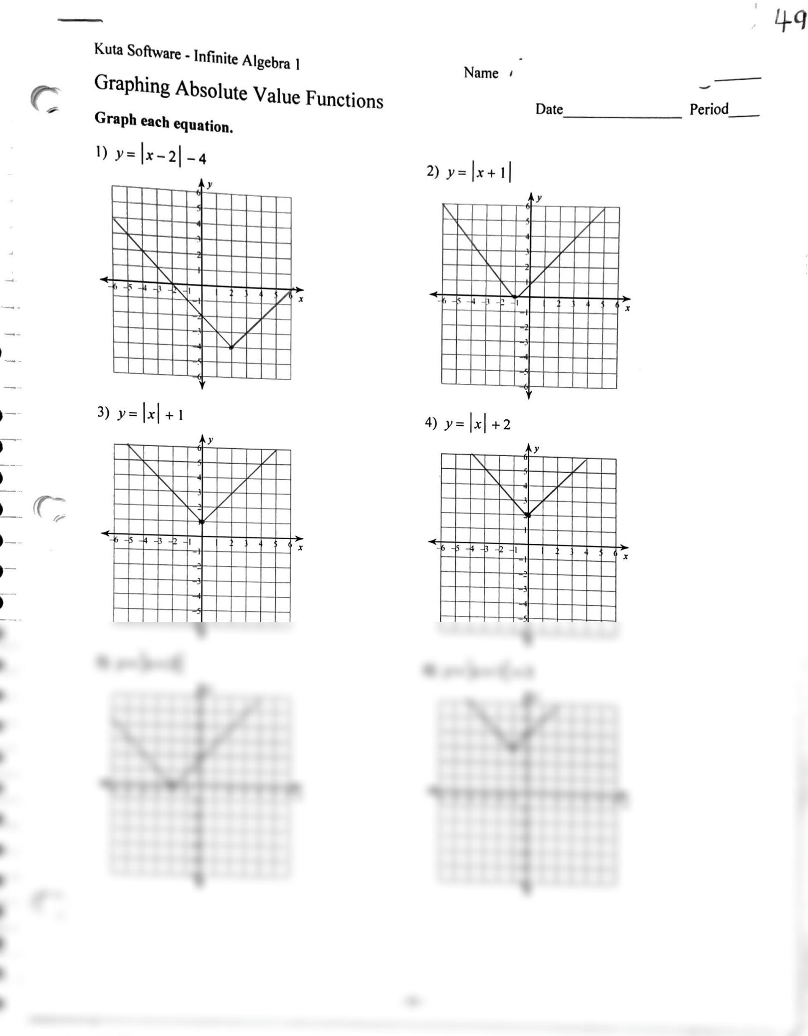Close up of a colorful math worksheet with handwritten notes