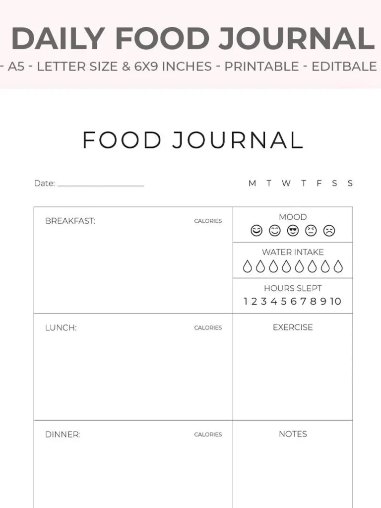 A young child carefully writing in a food diary at a table