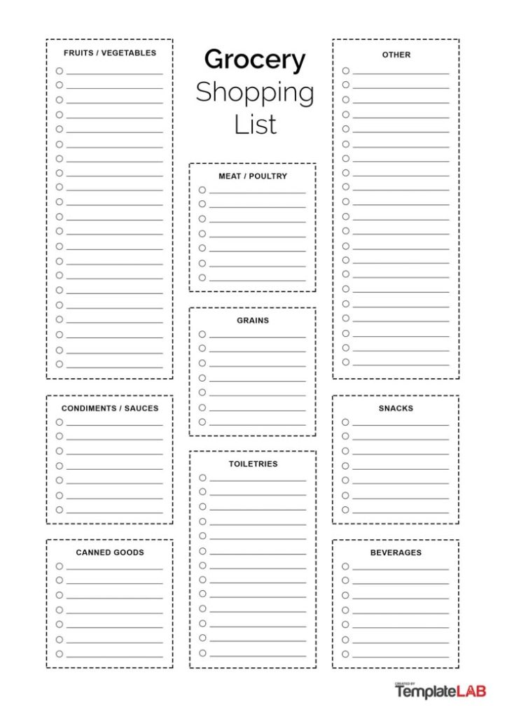 A parent and child discussing items to add to a creative grocery list template.
