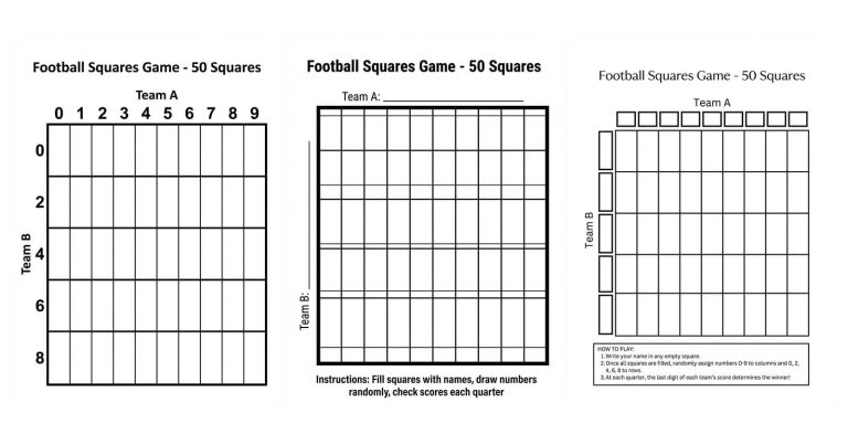 A student carefully writing names into a blank football square grid on paper